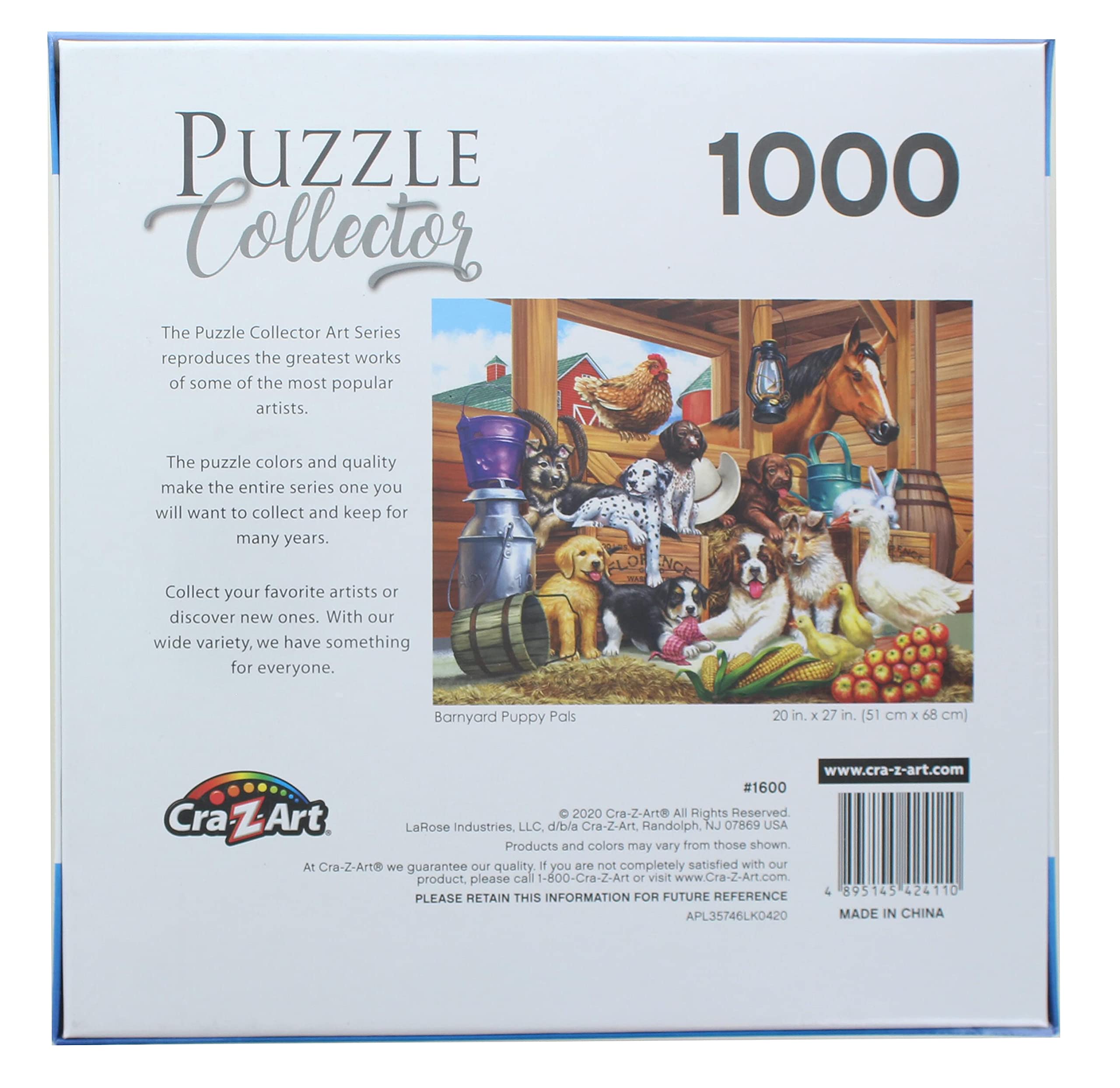 Lafayette Puzzle Factory - Barnyard Puppy Pals Jigsaw Puzzle for Kids (500 Pieces) - Fun Animal Puzzle for Family Game Night & Educational Learning Activity