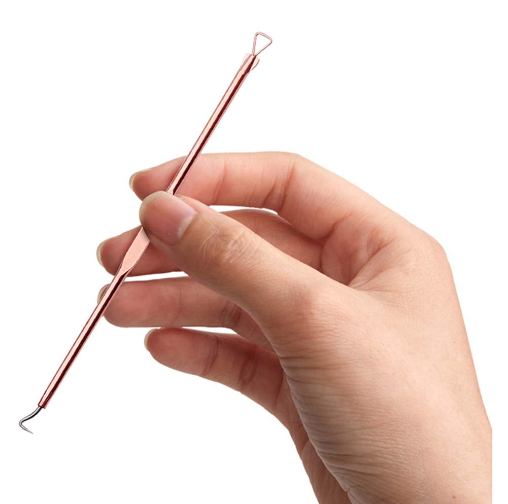 AKOAK 4-Piece Rose Gold Plated Double Head Acne Needle & Blackhead Remover Tool Set - Portable Skin Care Kit for Face, Nose & Body - Perfect for Home Spa, Travel & Professional Use