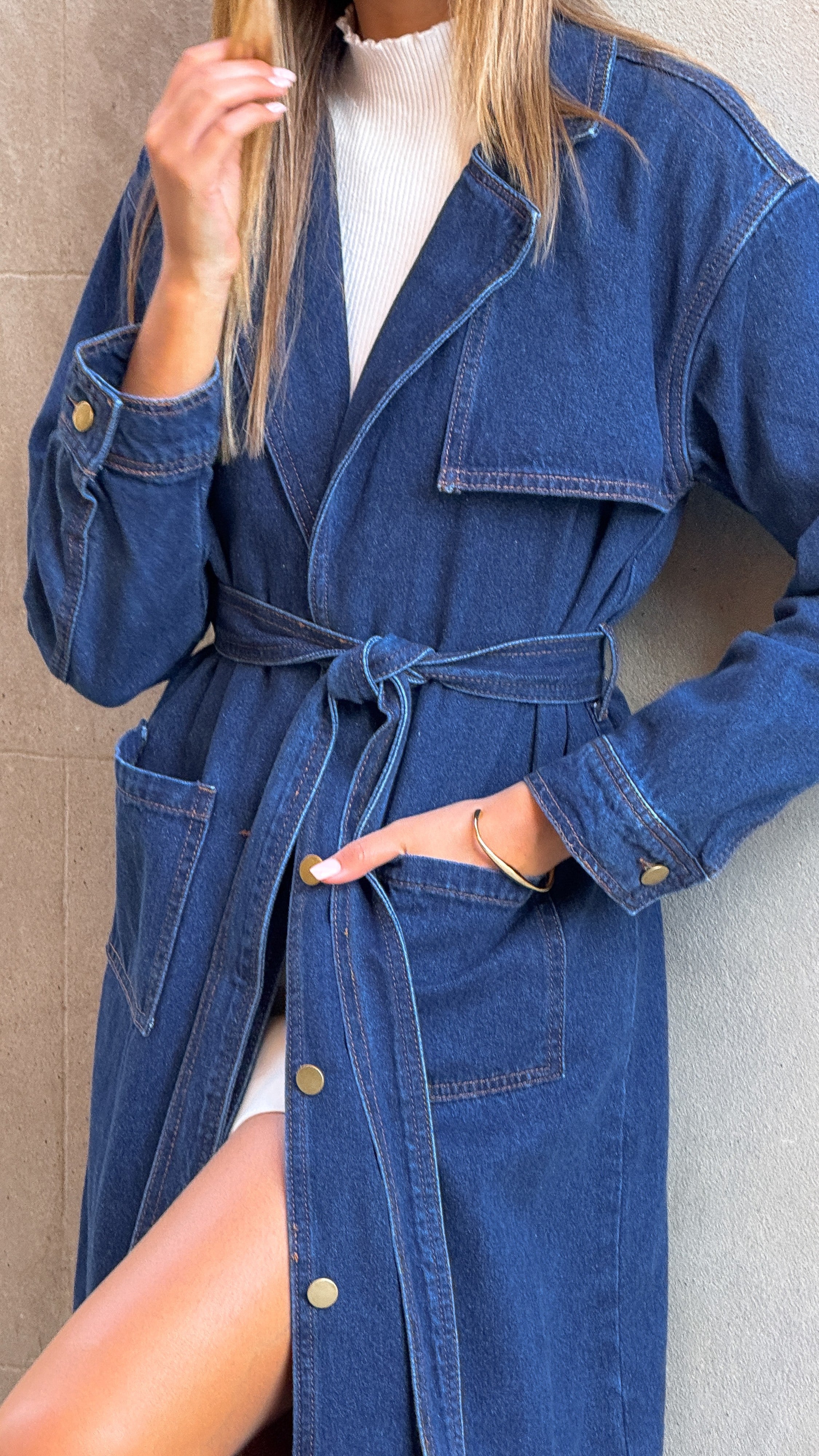 Harlequin Coat - Mid Blue Denim Jacket for Women | Stylish Denim Outerwear for Casual Wear & Street Fashion