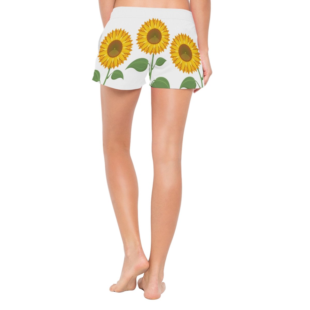 ALAZA Women's Sunflower Print Drawstring Shorts - Casual Summer Beach Shorts for Women, Perfect for Vacations, Pool Parties, and Outdoor Activities