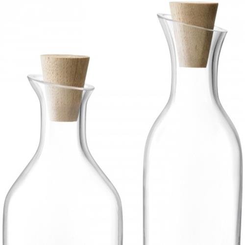 Premium Glass Oil and Vinegar Set with Oak Wood Base - 15 cm Clear Bottles for Kitchen, Dining Table, and Gourmet Cooking - Perfect for Salad Dressing, Dipping, and Home Decor