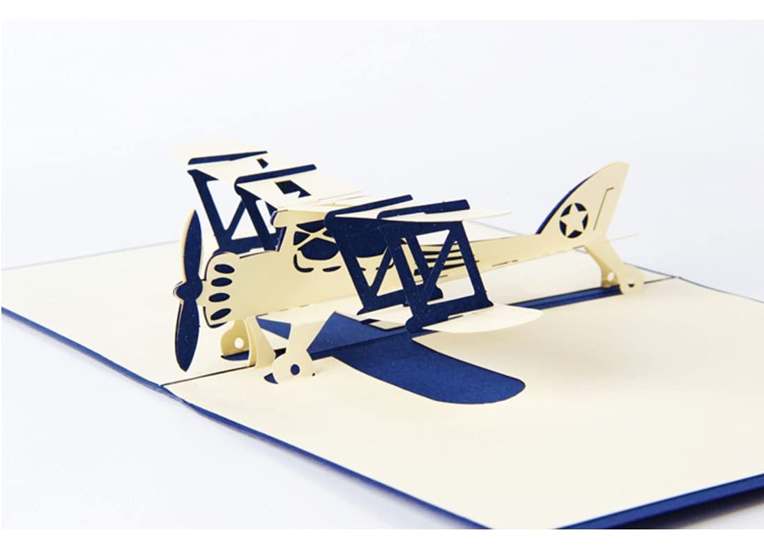 3D Blue Plane Pop Up Greeting Card for Father's Day, Birthday, Retirement - Perfect Gift for Dad, Husband, Son, Brother | Unique Handmade Paper Craft for Special Occasions & Celebrations