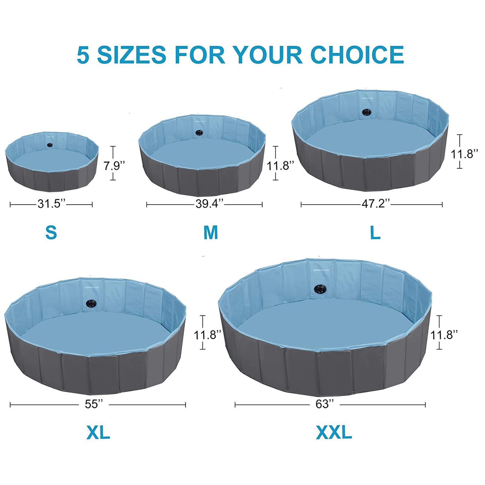 Foldable Dog Pool for Pets & Kids - Collapsible, Slip-Resistant PVC Pet Swimming Pool - Portable Bath Tub for Dogs, Cats & Puppies - Perfect for Indoor & Outdoor Use in Backyard, Beach or Travel