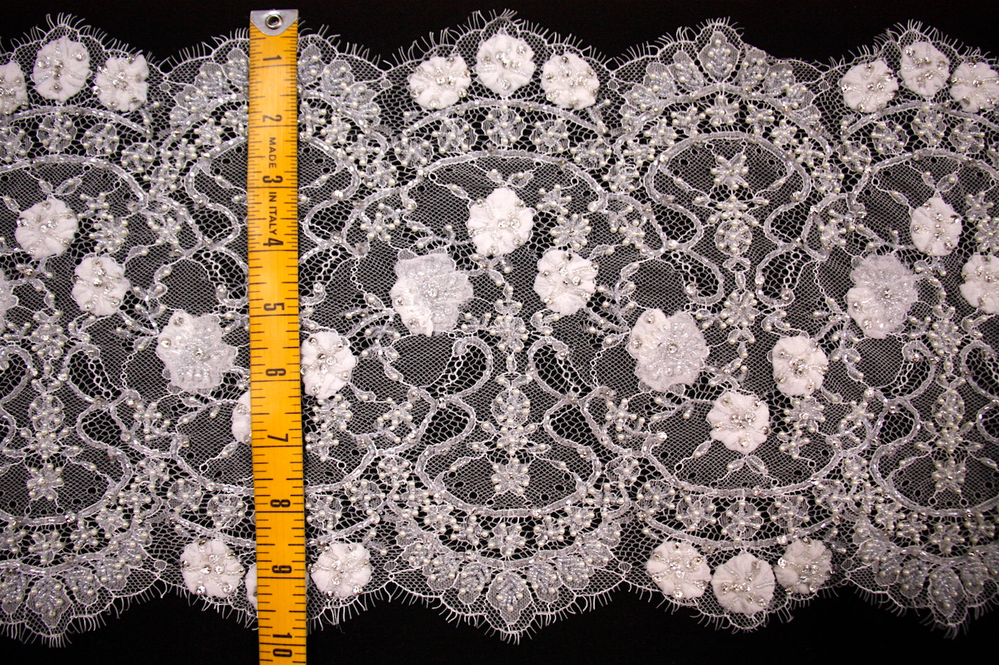 Elegant Beaded Ivory Lace Trim for Wedding Dresses & Bridal Gowns - Perfect for DIY Costumes, Home Decor, and Special Occasion Outfits