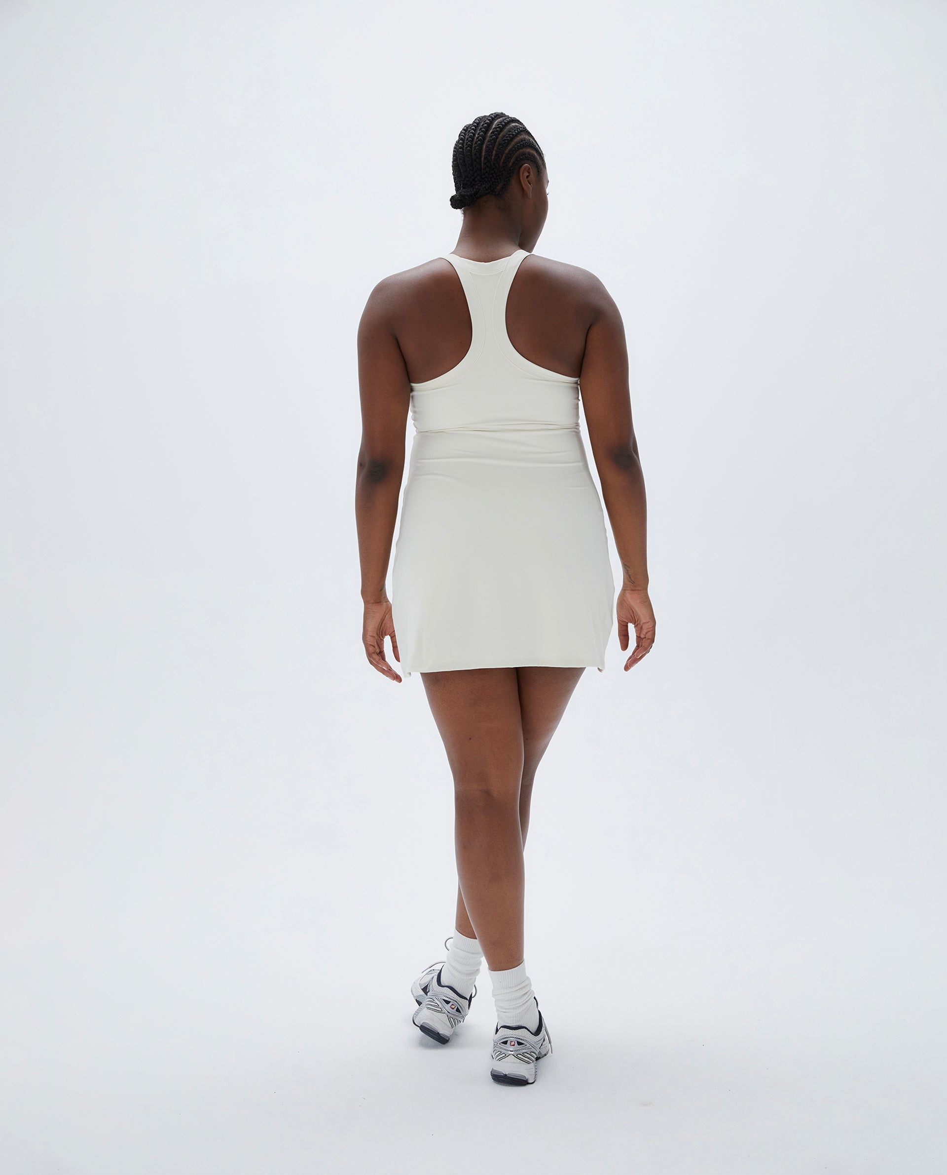Elegant Wide Binding Racer Dress in Marshmallow White - Perfect for Casual Outings, Date Nights & Summer Events