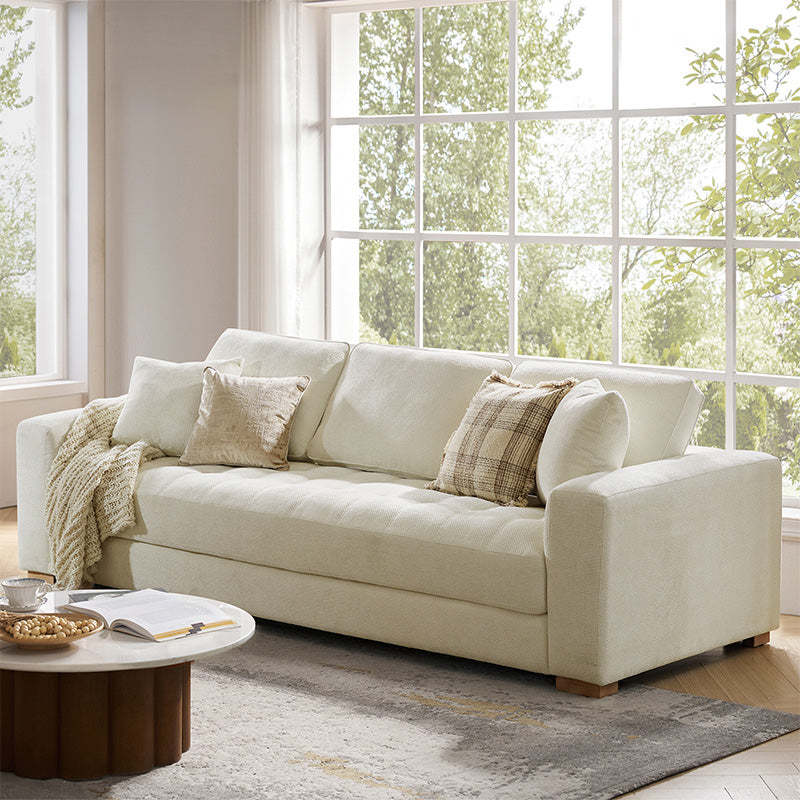 Morgan Large Four Seater Cream Colored Sofa - Luxurious Living Room Furniture for Home & Office Comfort