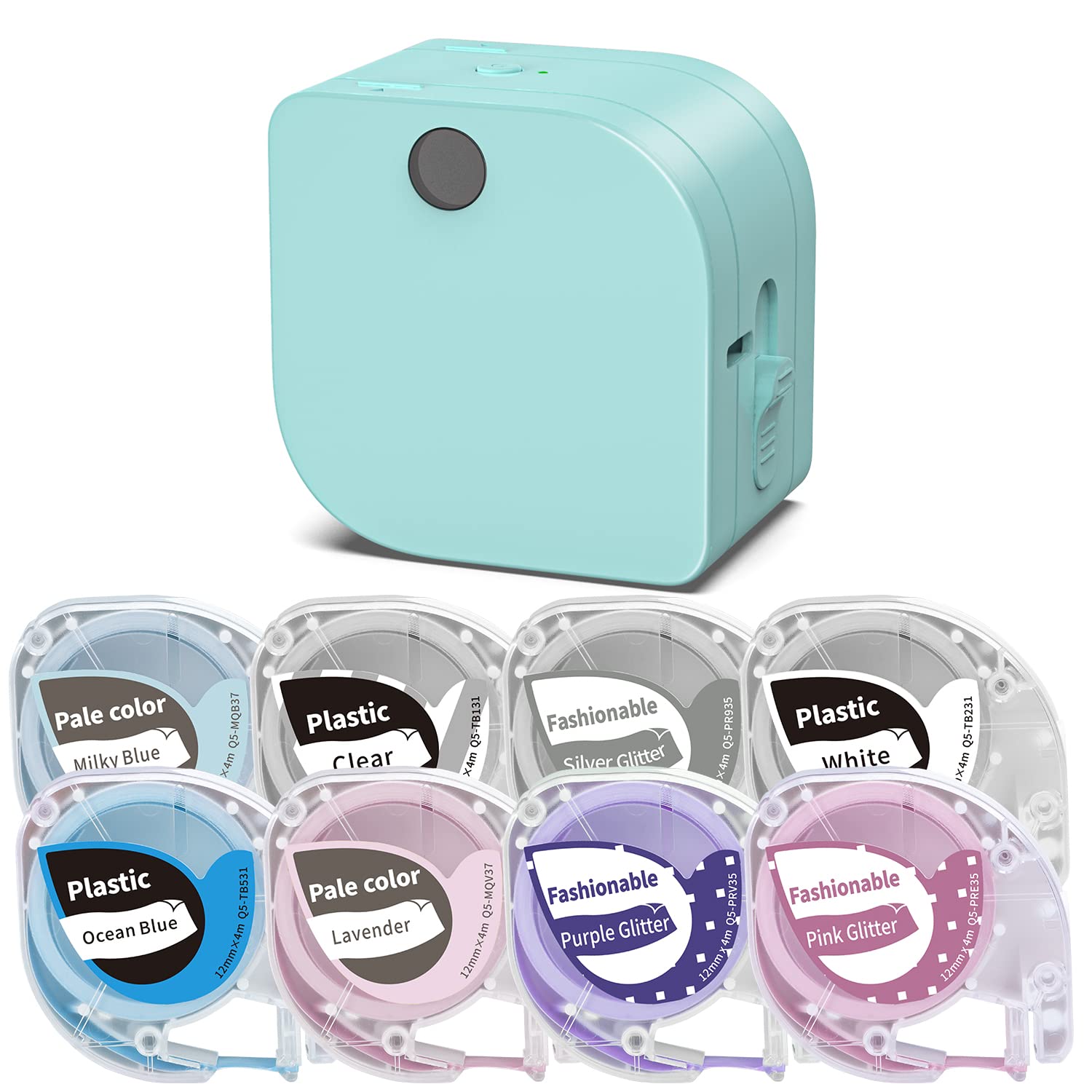 Phomemo P12 Bluetooth Label Maker Machine - Mini Label Printer with Multi-Color Fonts & Stickers, Compatible with iOS & Android Phones, Includes 8 Pack Label Refills - Perfect for Home Organization, Office Filing & Craft Projects
