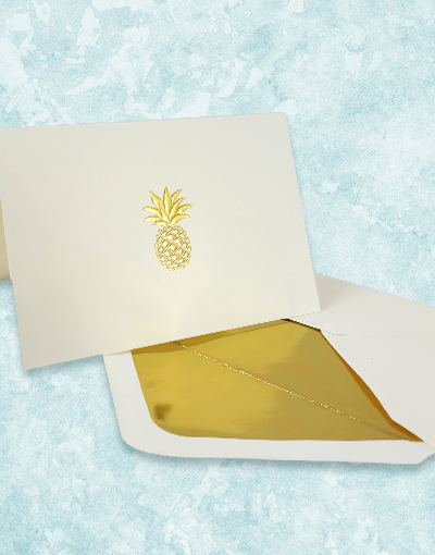 Golden Pineapple Embossed Note Cards Set - Elegant Thank You Cards & Greeting Cards for Wedding, Birthday, Thank You Notes - Perfect for Stationery Lovers & Gift Giving
