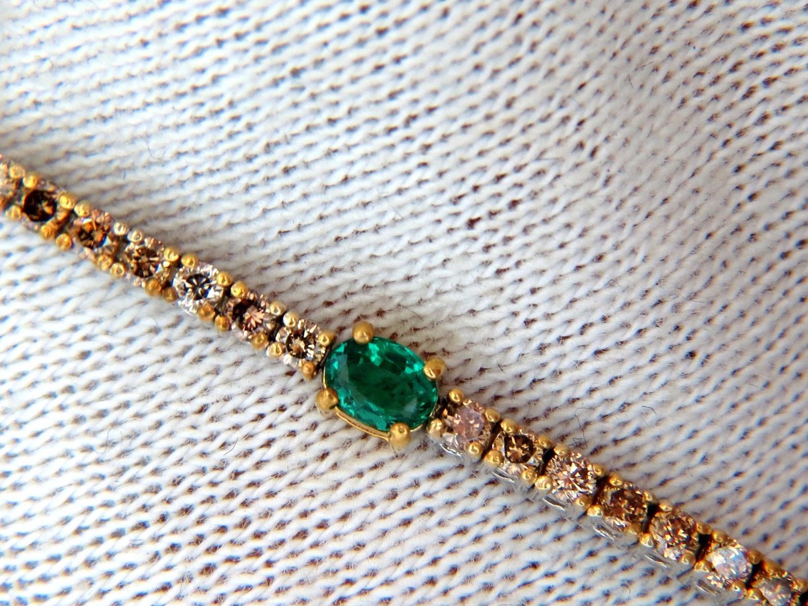 3.00ct Natural Green Emerald & Fancy Color Diamond Tennis Bracelet in 14K Gold - Elegant Jewelry for Weddings, Parties & Special Occasions