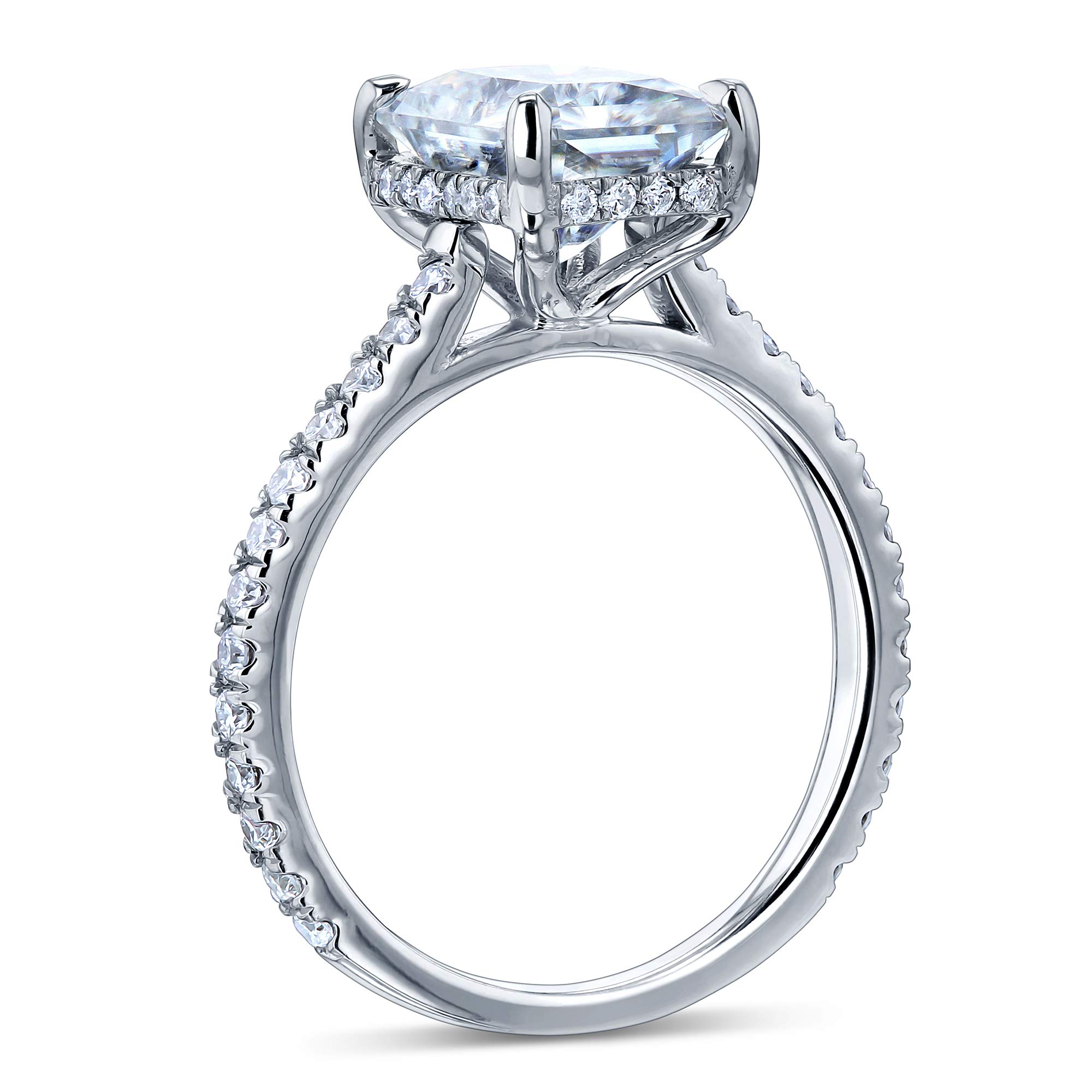 2.7ct Radiant Cut Moissanite Drop Halo Engagement Ring & Wedding Band Set - Elegant Bridal Jewelry for Proposals, Anniversaries & Special Occasions