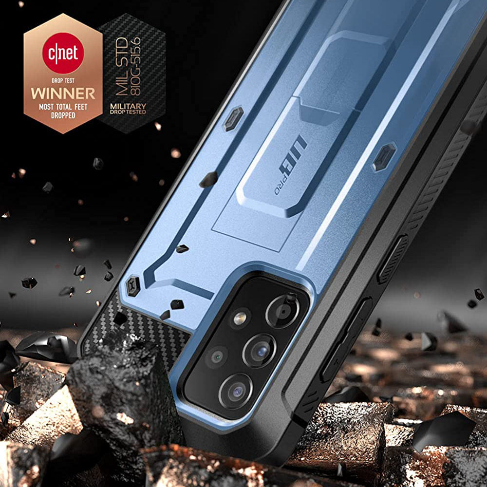 Samsung Galaxy A52 Unicorn Beetle Pro Rugged Case with Holster - Shockproof, Military-Grade Protection, Metallic Blue - Perfect for Outdoor, Work & Extreme Sports