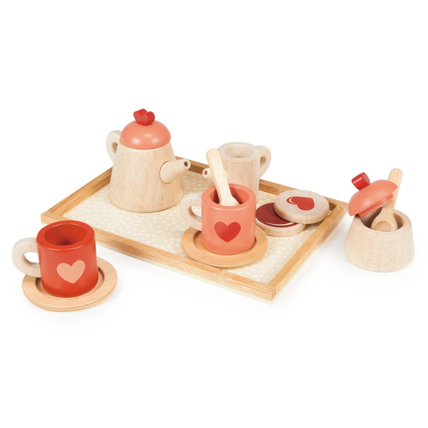 Premium Wooden Tea Tray Set - Handcrafted Serving Tray for Tea Ceremony, Afternoon Tea & Coffee Break - Elegant Tea Party Accessories for Home, Office & Gifts