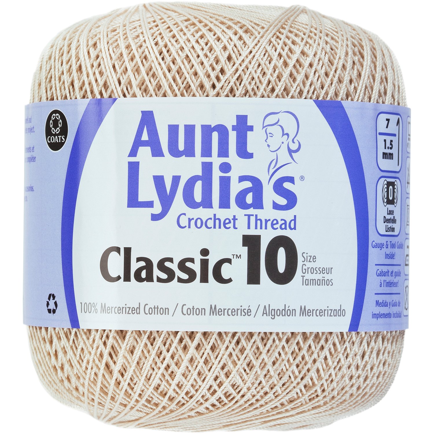 Aunt Lydia's Classic Crochet Thread Size 10 - 100% Cotton Natural White Yarn for Crocheting, Knitting, Doilies & Lace Making - Perfect for DIY Crafts, Home Decor and Gift Projects