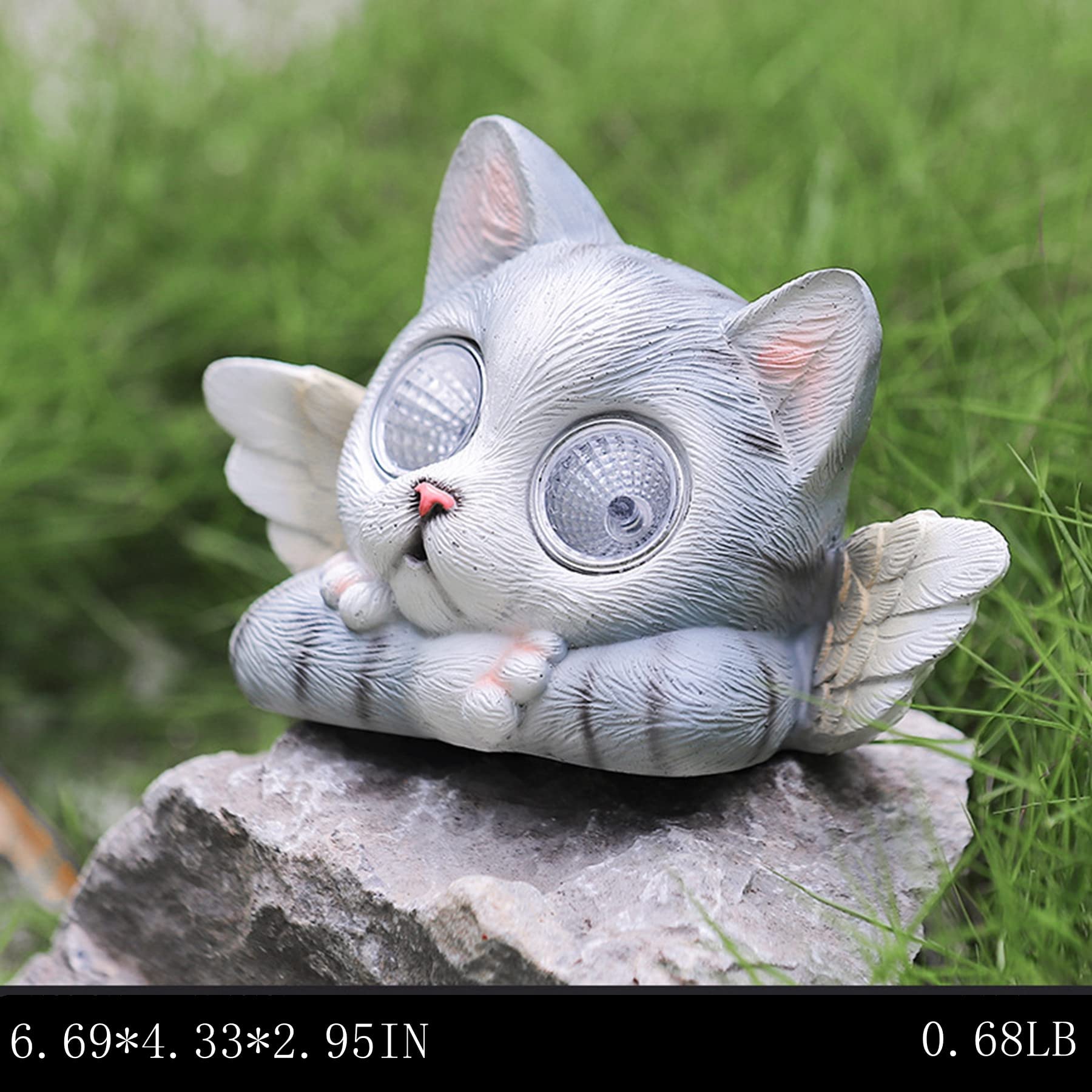 Solar Powered Frog Garden Statue with Glowing Eyes - Waterproof Resin Outdoor Decor for Patio, Lawn & Yard | Perfect for Garden Accents, Pond Decor & Nighttime Landscape Lighting (Cat Design B)