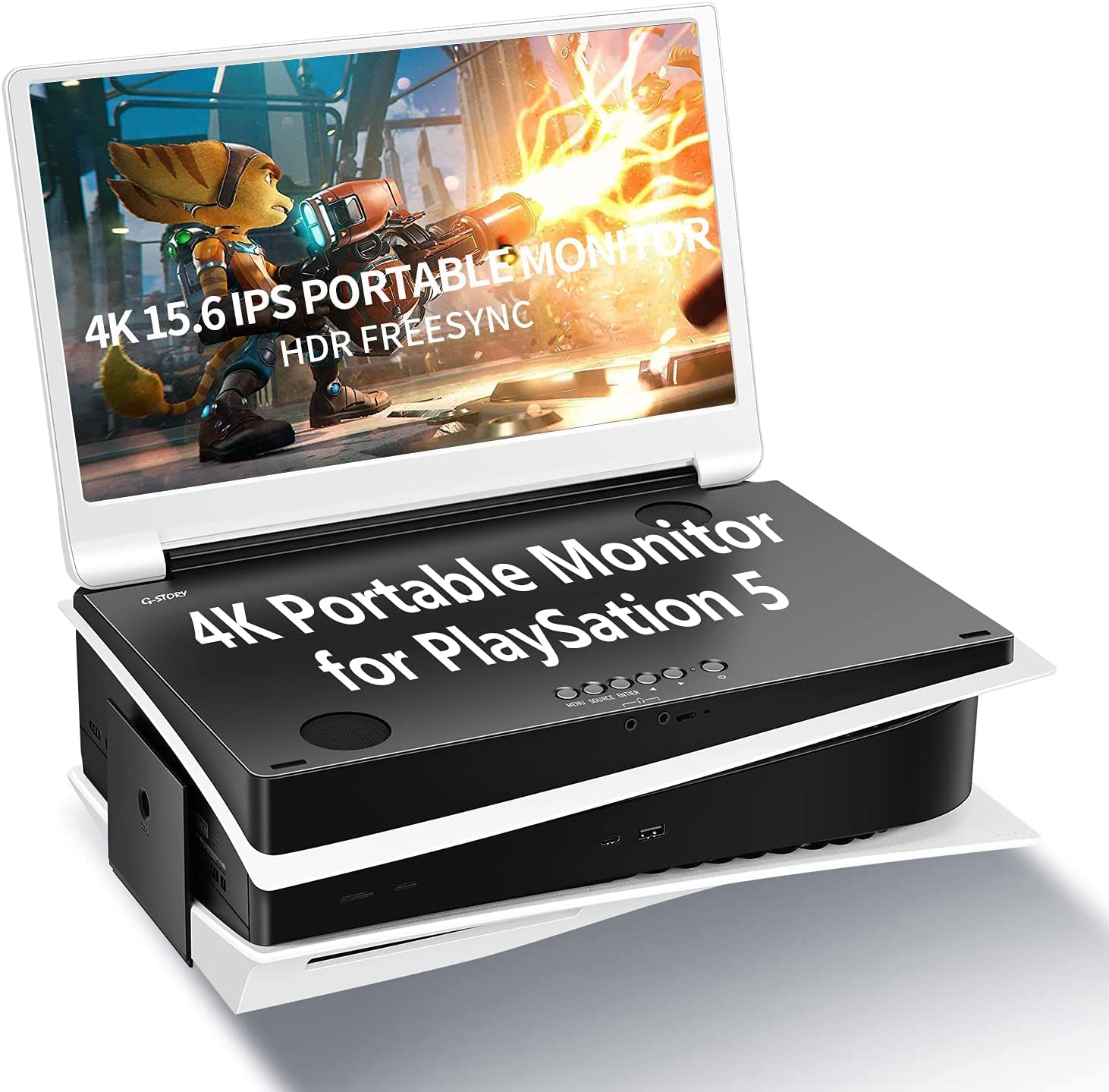 G-STORY 15.6 Inch Portable UHD 4K IPS Gaming Monitor for PS5 with Dual HDMI, HDR, FreeSync & Game Mode - Lightweight Travel Monitor for PS5, Laptops & Consoles - Perfect for Gaming, Work & Entertainment On-The-Go