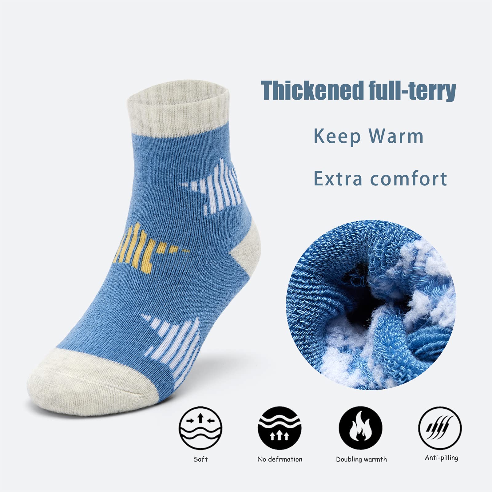 Boys Winter Socks - 6 Pairs Warm Thermal Crew Socks for Kids Outdoor Play