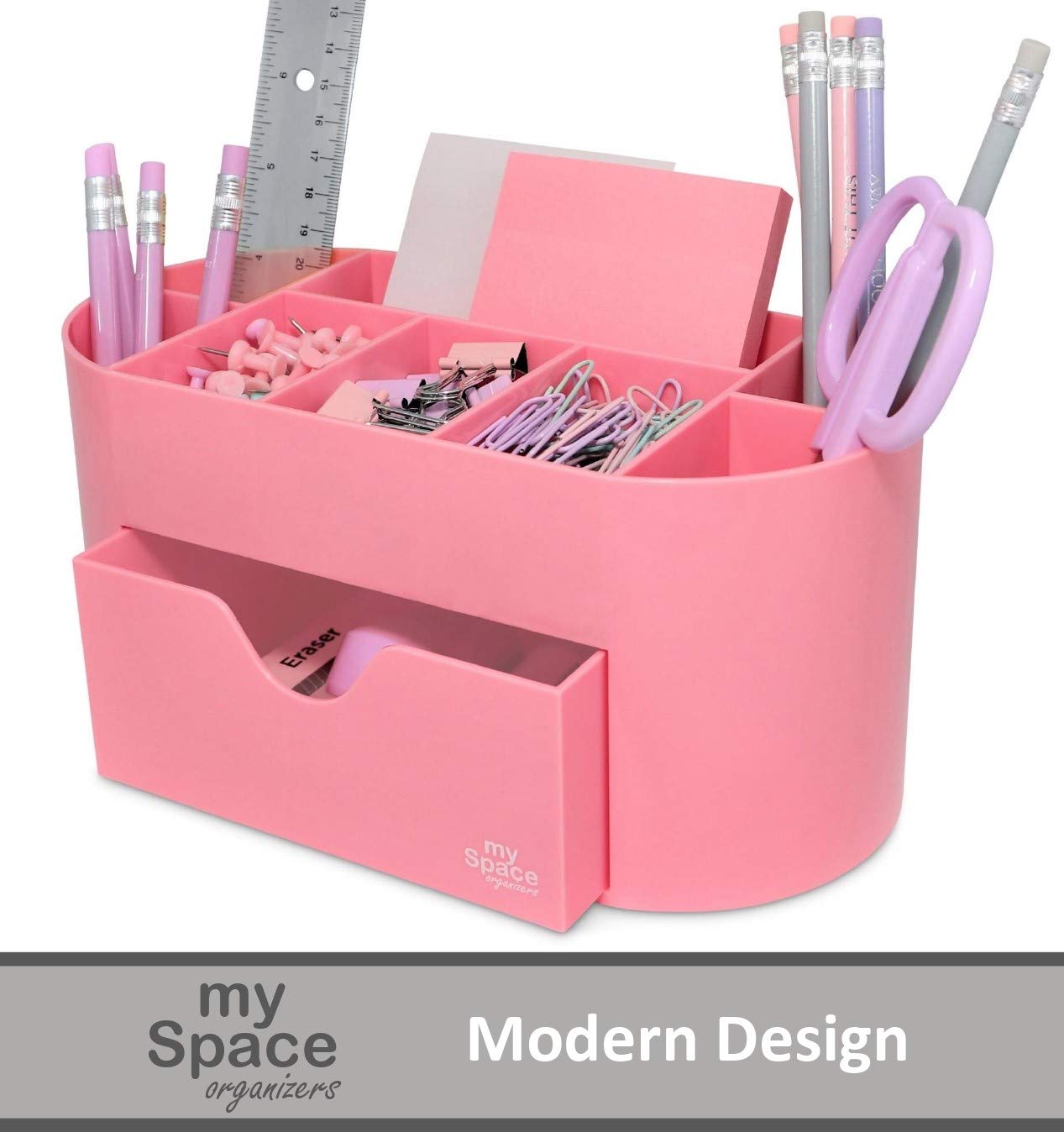 Pink Desk Organizer for Office Supplies - Stylish Pen Holder & Desktop Organizer for Home, Office, School & College Dorm - Perfect for Study, Work & Organization (Pink)