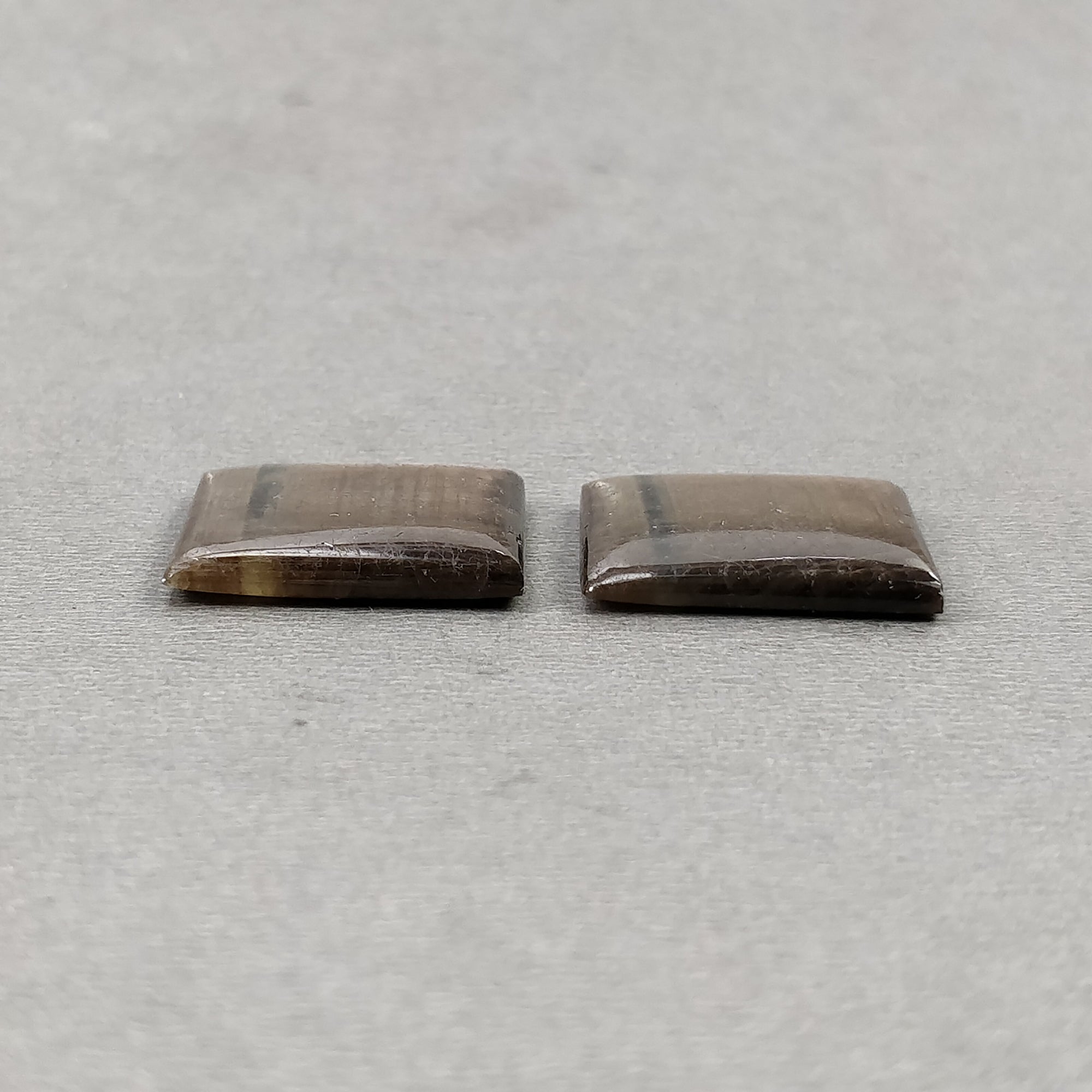 Natural Untreated Golden Brown Chocolate Sapphire Gemstone Cabochon - 37.80cts Baguette Shape 20x17.5mm Pair for Jewelry Making, Engagement Rings & Collector's Display
