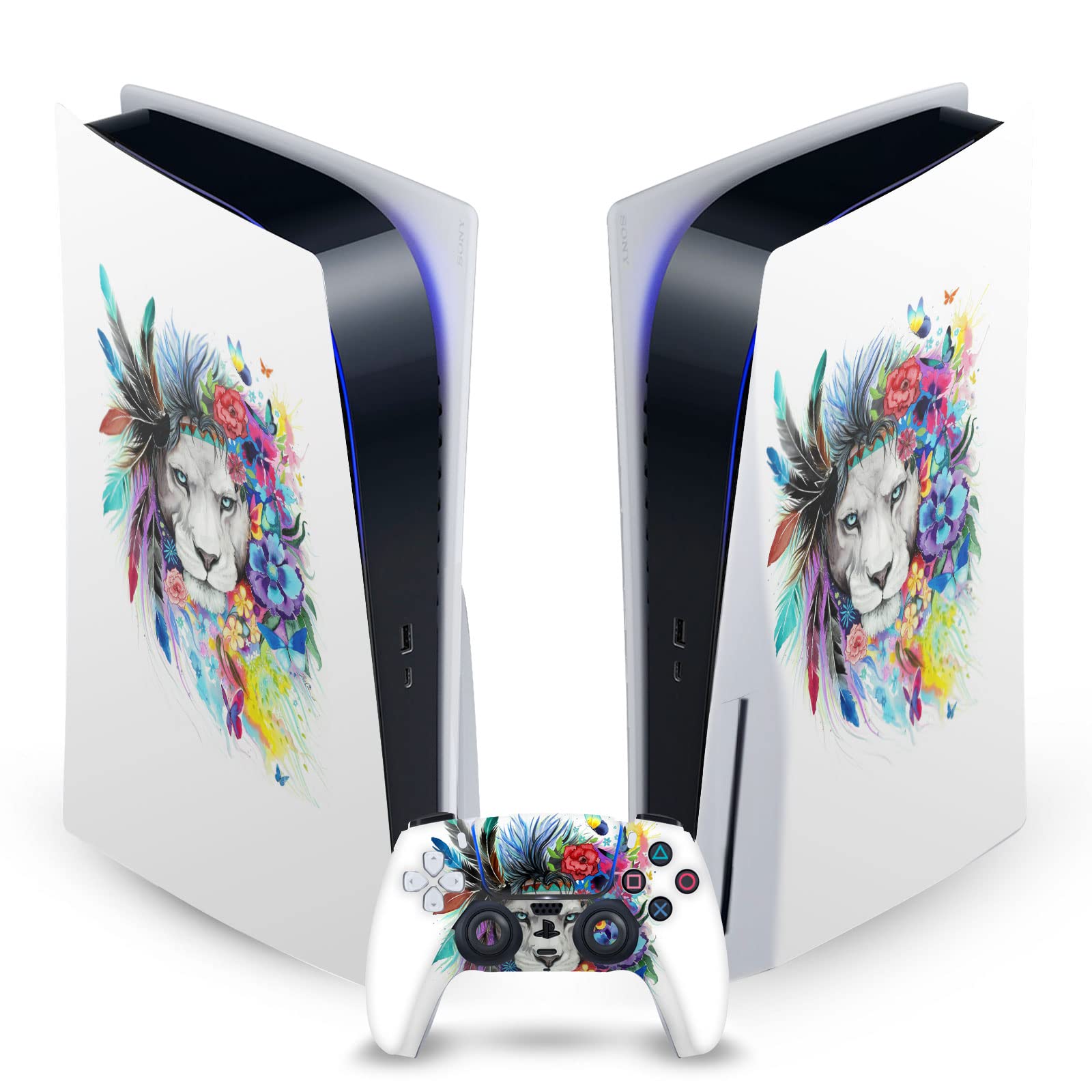Lion King Art Mix Vinyl Skin Sticker Cover Compatible with Sony PlayStation 5 PS5 Disc Edition Console & DualSense Controller - Gaming Decoration & Protection for Disney Fans