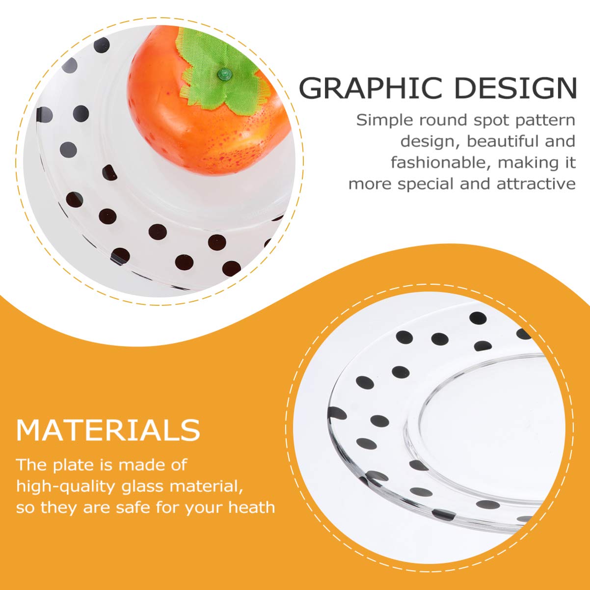 Hemoton Clear Glass Plate Set - 1PC Dot Glass Dish for Fruits, Salads, Ice Cream & Desserts | Durable & Elegant Glass Dinner Plates | Perfect for Home Dining, Parties & Restaurant Use