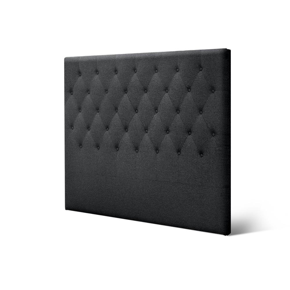 Double Size Cappi Bed Headboard - Charcoal Upholstered Fabric Headboard for Bedroom, Living Room & Guest Room