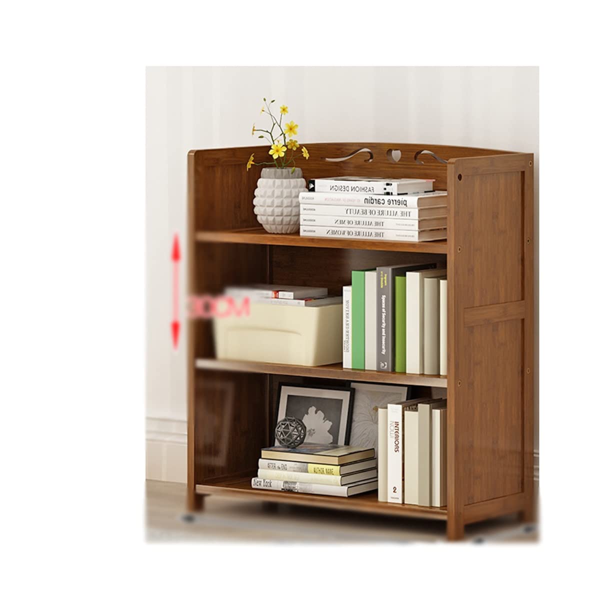 Modern Industrial Wood Book Rack for Desktop - Narrow Wooden Bookshelf Organizer with Storage for Home & Office - Perfect for Small Spaces, Books, Decor & Office Supplies