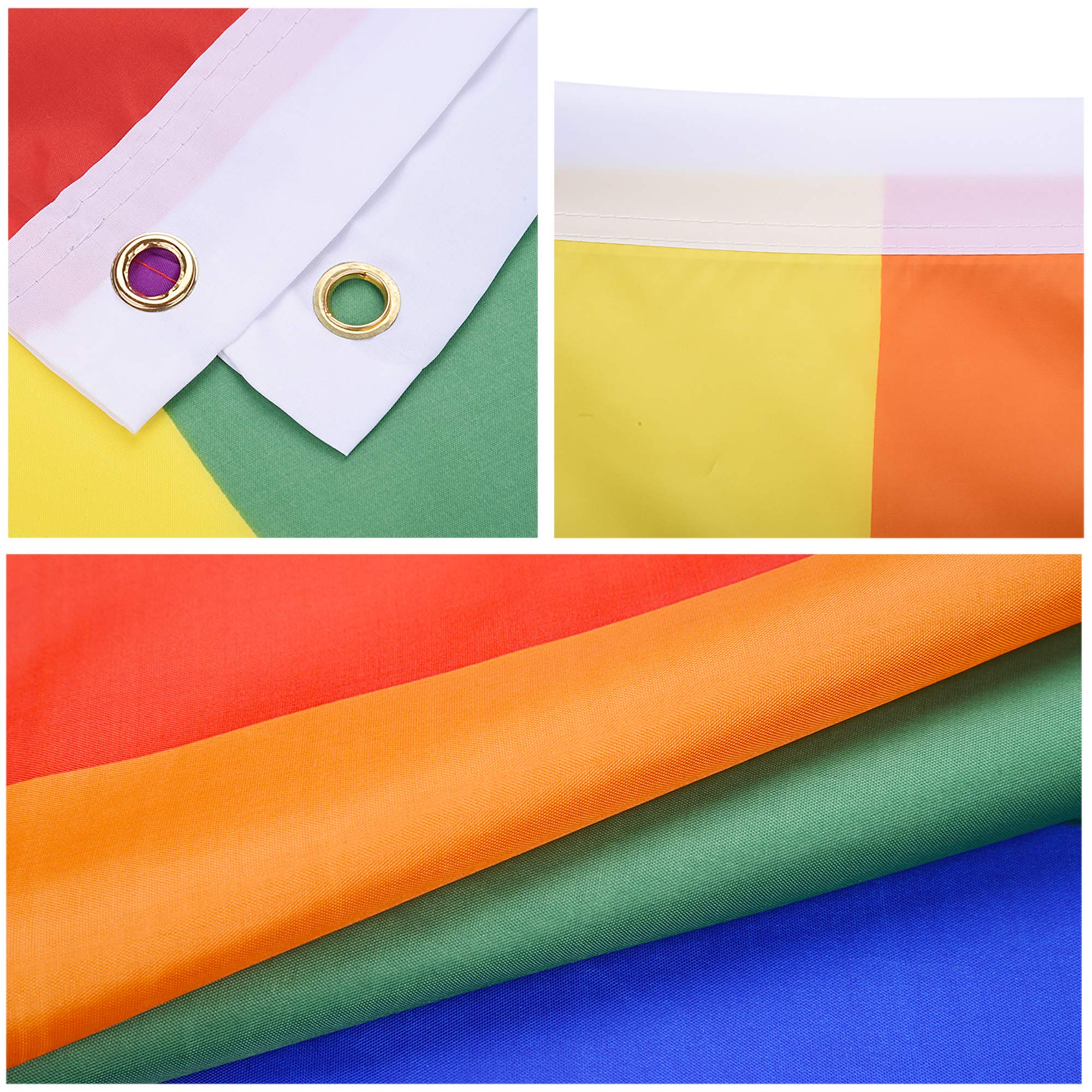 5x3 Ft Rainbow Pride Flag - LGBT Gay Lesbian Bisexual Transgender Banner with Brass Grommets - Durable Polyester Fabric - 10 Pack for Parades, Parties & Home Decor