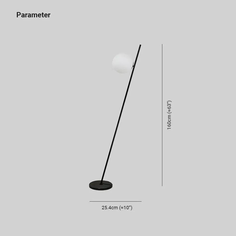 Modern Tilted Straight Rod Sphere Minimalist Floor Lamp - Adjustable LED Standing Light for Living Room, Bedroom, Office Decor | Warm White & Cool White Lighting Options