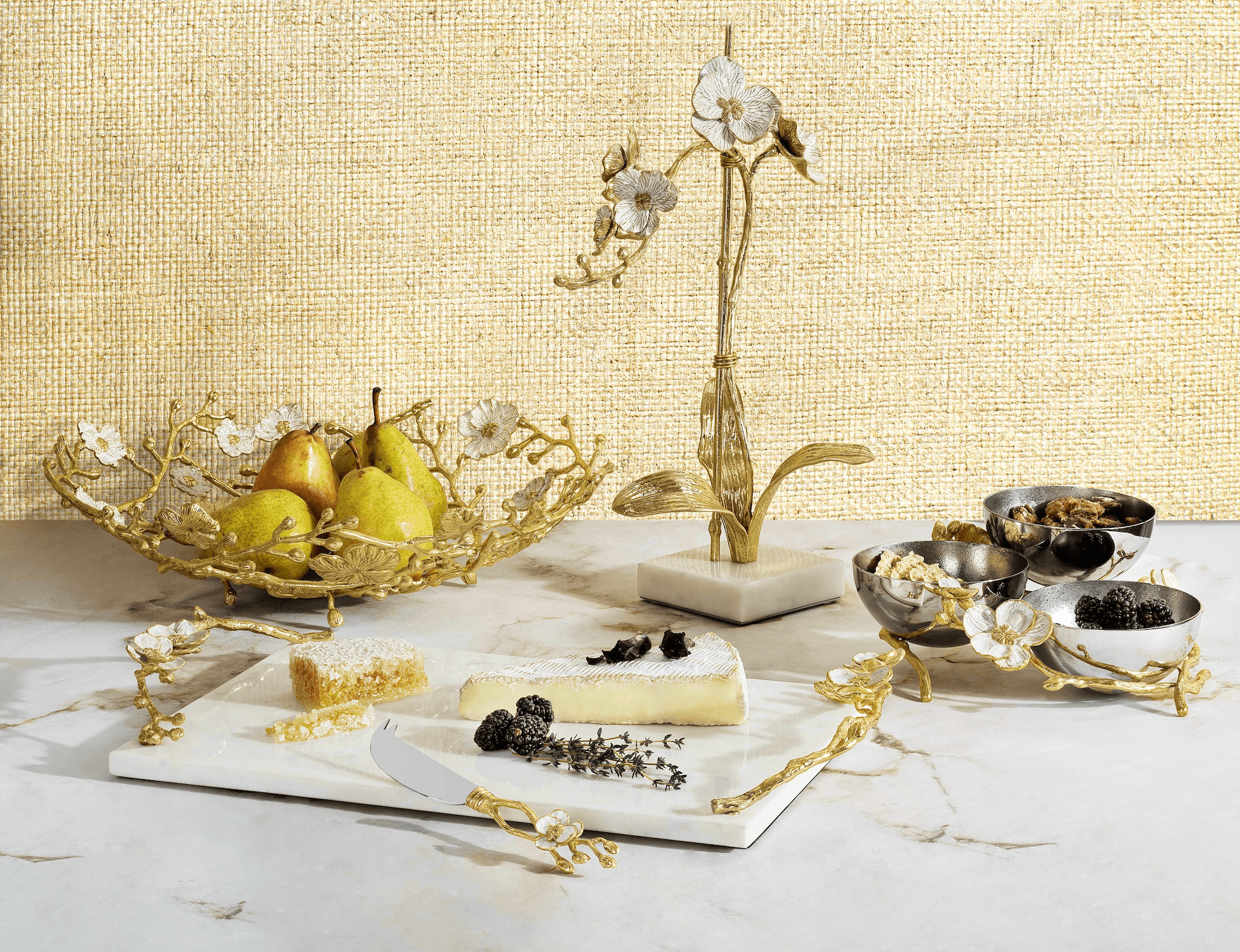 Elegant Orchid Stem Sculpture - Handcrafted Home Decor for Living Room, Office & Wedding Centerpiece