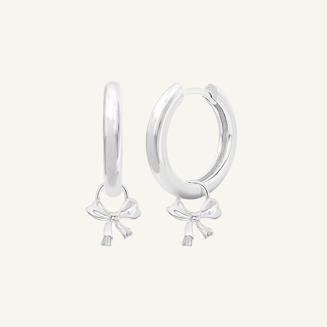 Fusion Bow Plain Charm Hoops - Elegant Dainty Earrings for Women, Minimalist Jewelry Gift for Her - Perfect for Everyday Wear, Parties & Special Occasions