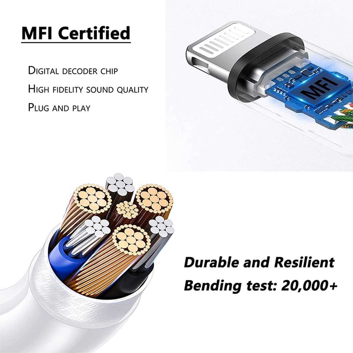 Apple MFi Certified Lightning In-Ear Headphones for iPhone 14/13/12/11/X/8/7 - HiFi Stereo Sound with Mic & Volume Control - Perfect for Gym, Commuting & Gaming