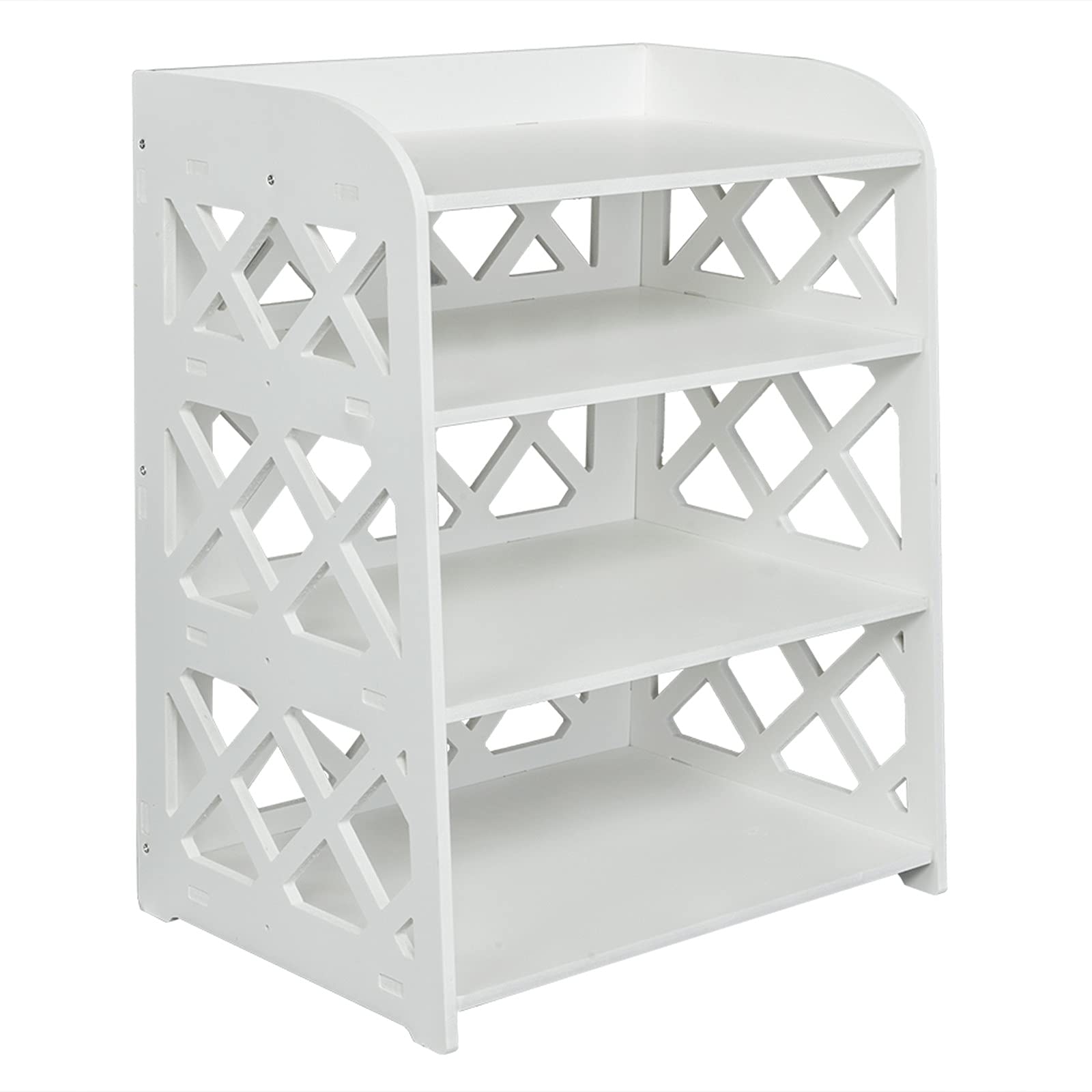 Trlec GT4-LY 4-Tier Wood Plastic Locker Cabinet - White Multi-Purpose Storage for Bedroom, Office, Living Room | Nightstand, Side Table, Coffee Table Organizer