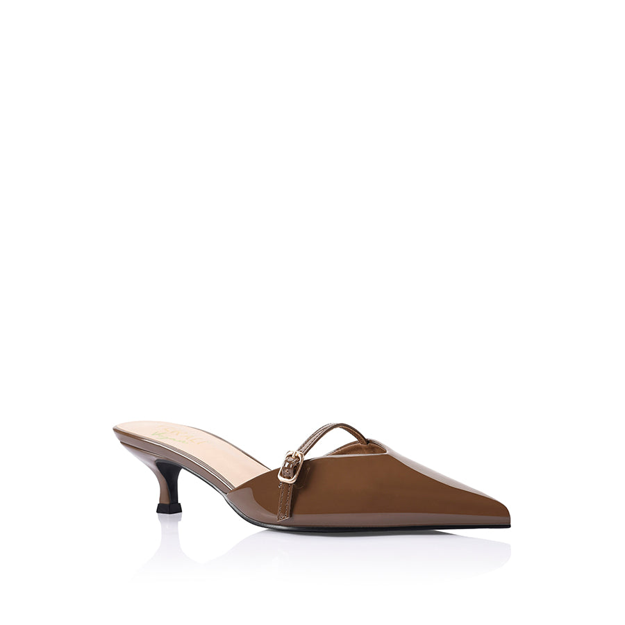 Lunar Pointed Toe Kitten Heels - Cocoa Brown Patent Leather Pumps for Women | Office Work, Date Night & Special Occasion Shoes