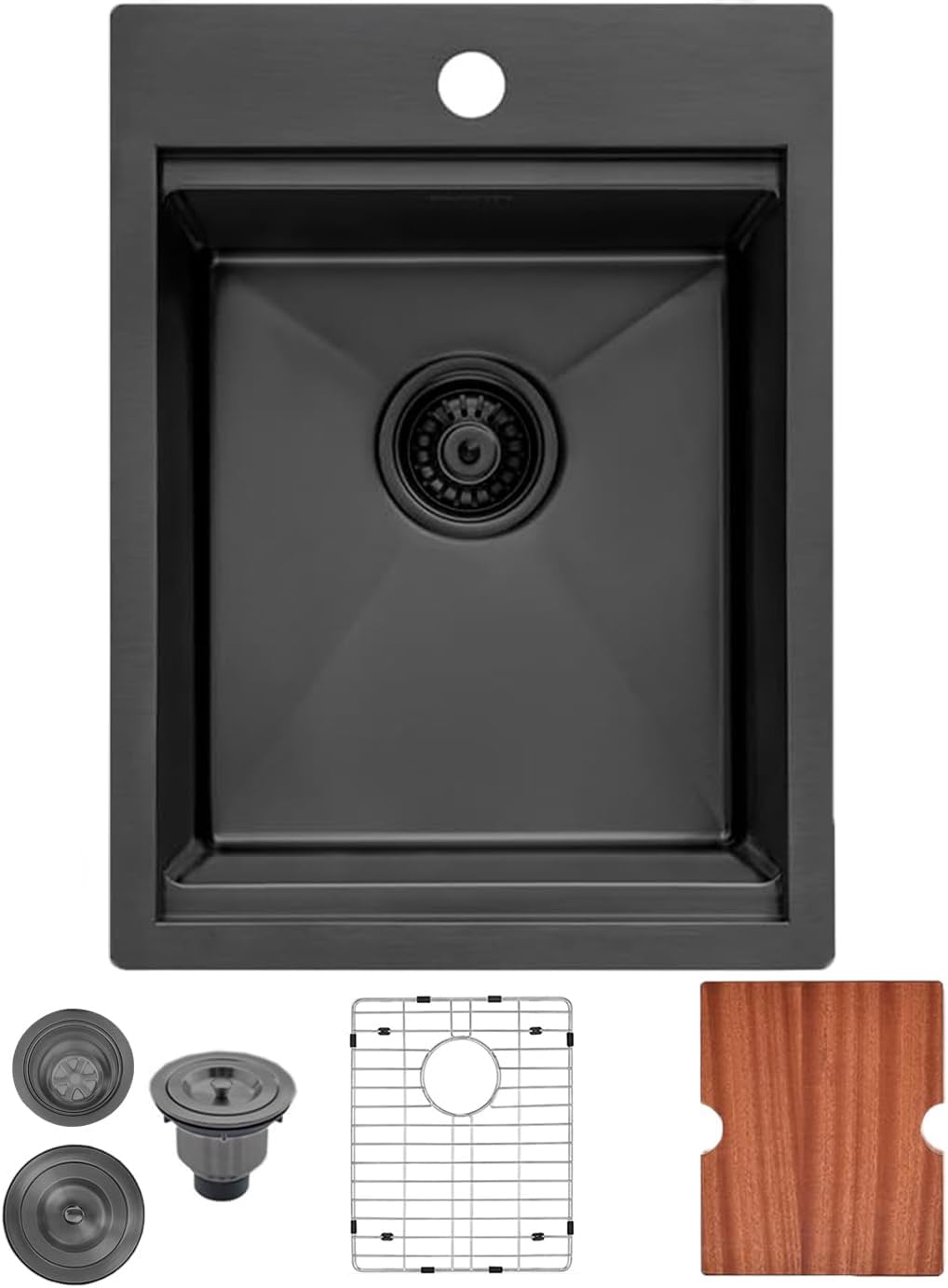 15x20 Inch Black Stainless Steel Drop-In Bar Sink - Topmount Single Bowl Kitchen Sink for Workstation, RV, Outdoor & Wet Bar | Perfect for Office, Laundry, Prep & Yard Use