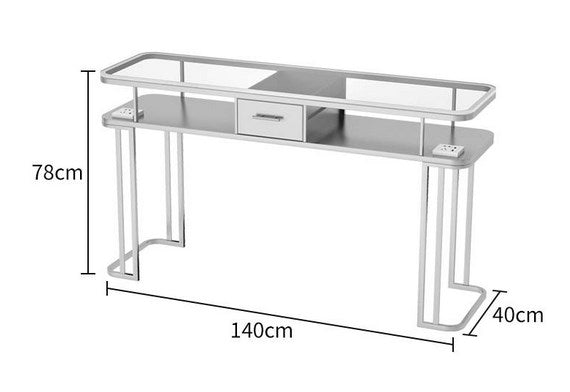 Professional Instagram Style Glass Manicure Table - Elegant Nail Salon Furniture for Pedicure & Manicure Services | Perfect for Home Salons, Spas, and Beauty Studios