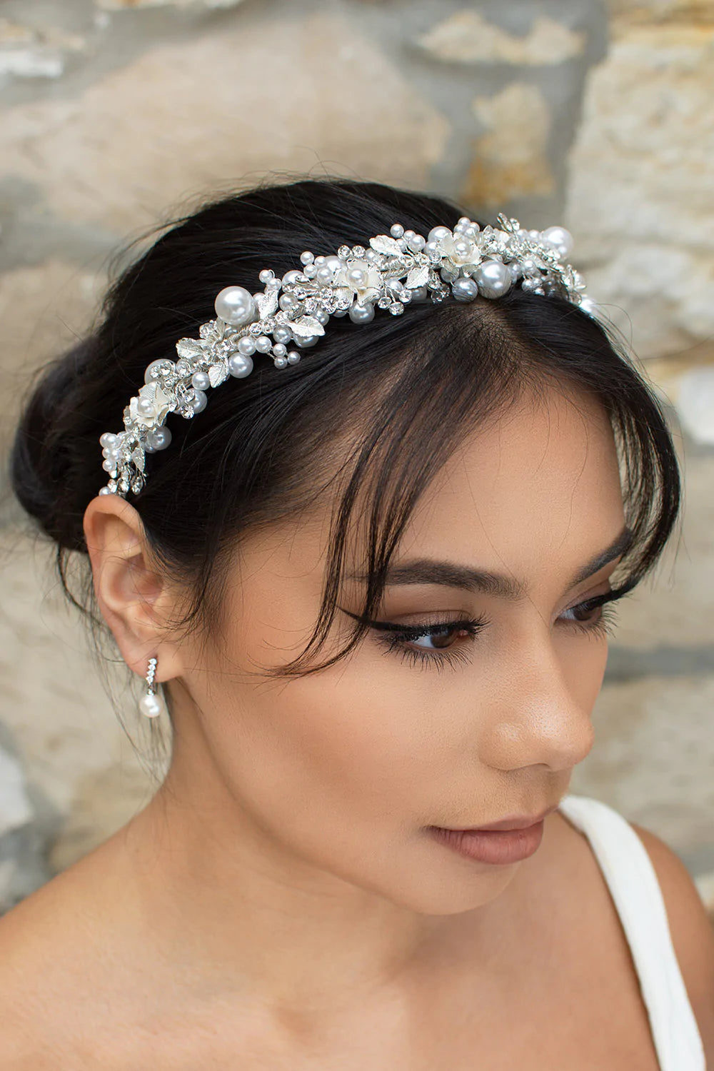 Layla Pearl Crystal Floral Bridal Headband - Elegant Wedding Hair Accessory for Bride, Bridesmaids & Special Occasions