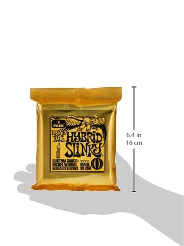 Ernie Ball Hybrid Slinky Nickel Wound Electric Guitar Strings 3-Pack, 9-46 Gauge (P03222) - Perfect for Rock, Blues & Metal Guitarists - Studio & Live Performance Strings