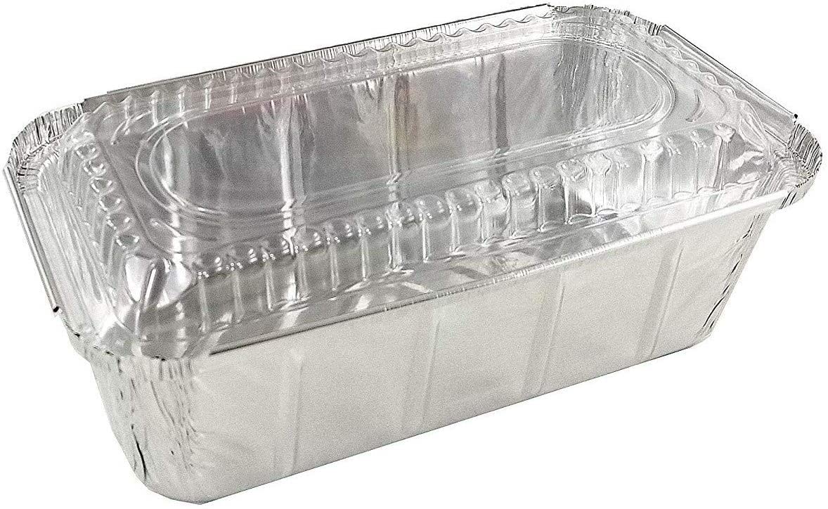 Handi-Foil 1.5 lb Disposable Aluminum Foil Loaf Pans with Clear Dome Lids - 100 Pack (100 Pans & 100 Lids) - Perfect for Baking Bread, Cakes & Meal Prep