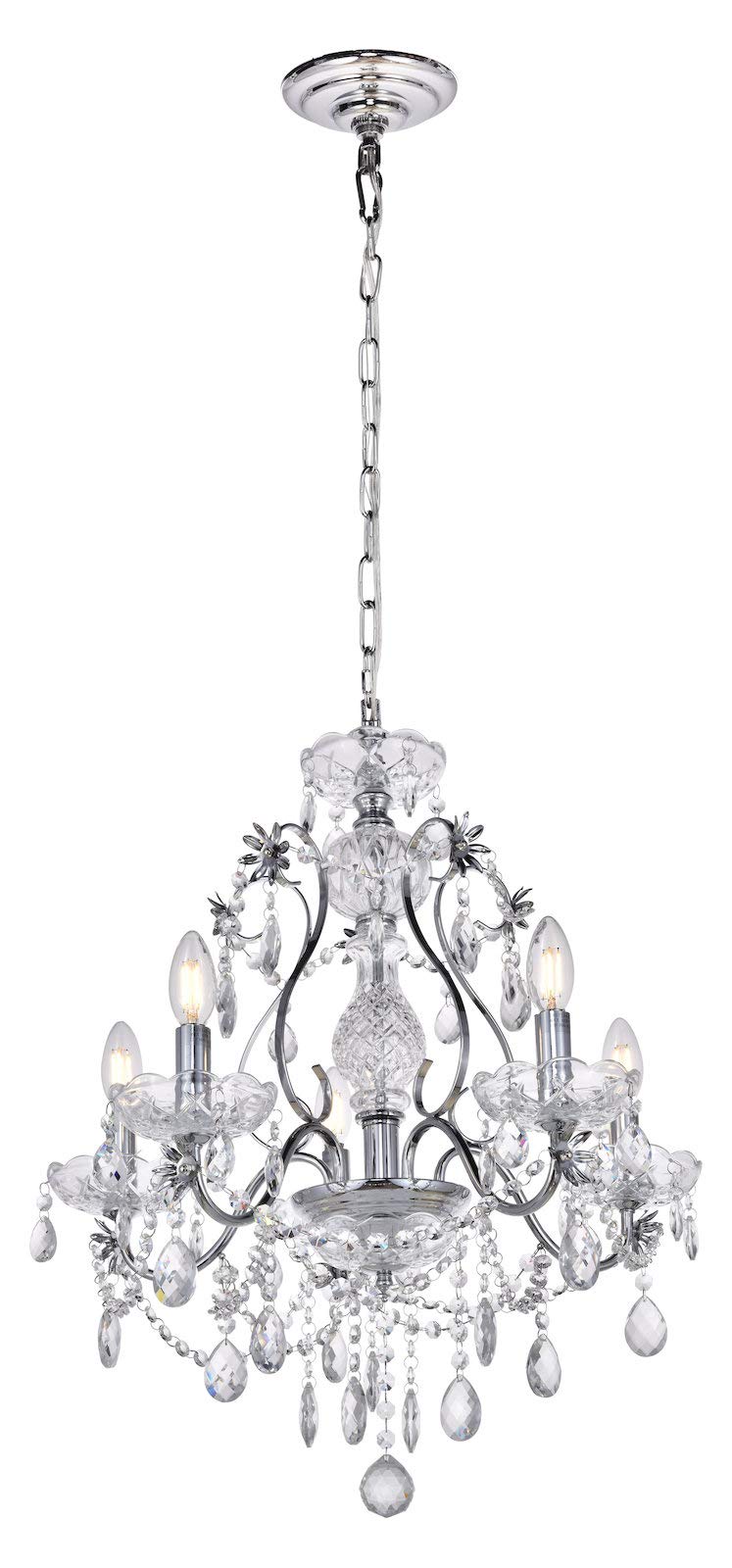 Voltaire 5-Light Chrome Chandelier - Modern Ceiling Light Fixture for Dining Room, Bedroom, or Living Room Decor
