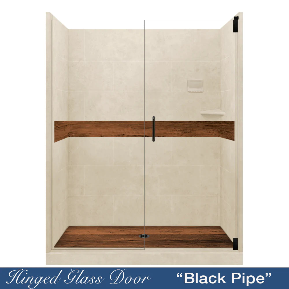 Lifeproof Burnt Oak Desert Sand 60-Inch Alcove Stone Shower Enclosure Kit - Waterproof Bathroom Upgrade for Modern Homes