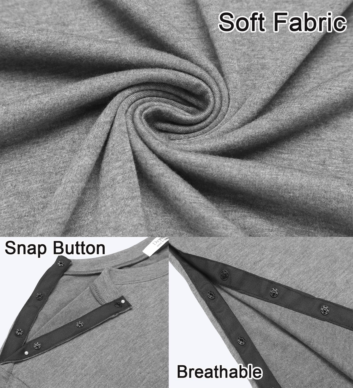 Deyeek Men's Post Shoulder Surgery Shirts - Easy Tear Away Short Sleeve with Full Side Snap Openings - Comfortable Adaptive Clothing for Recovery & Chemo Therapy - Ideal for Physical Therapy, Hospital Visits & Daily Wear