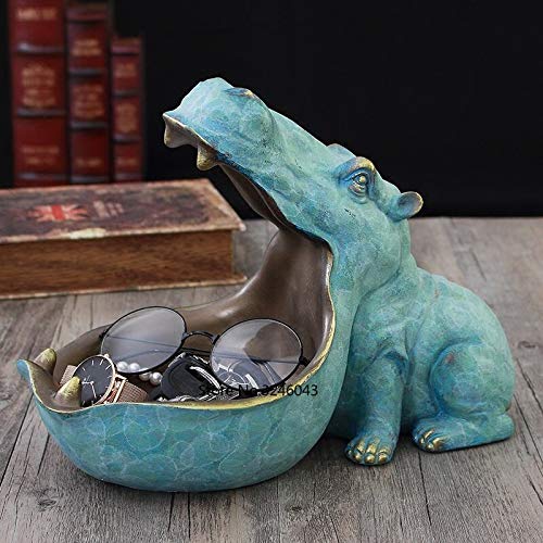European Creative Hippo Sculpture - Handcrafted Home Decor for TV Cabinet, Shoe Cabinet, Desk Storage Tray | Unique Figurine & Miniature Gift for Housewarming, Living Room, Office Decor
