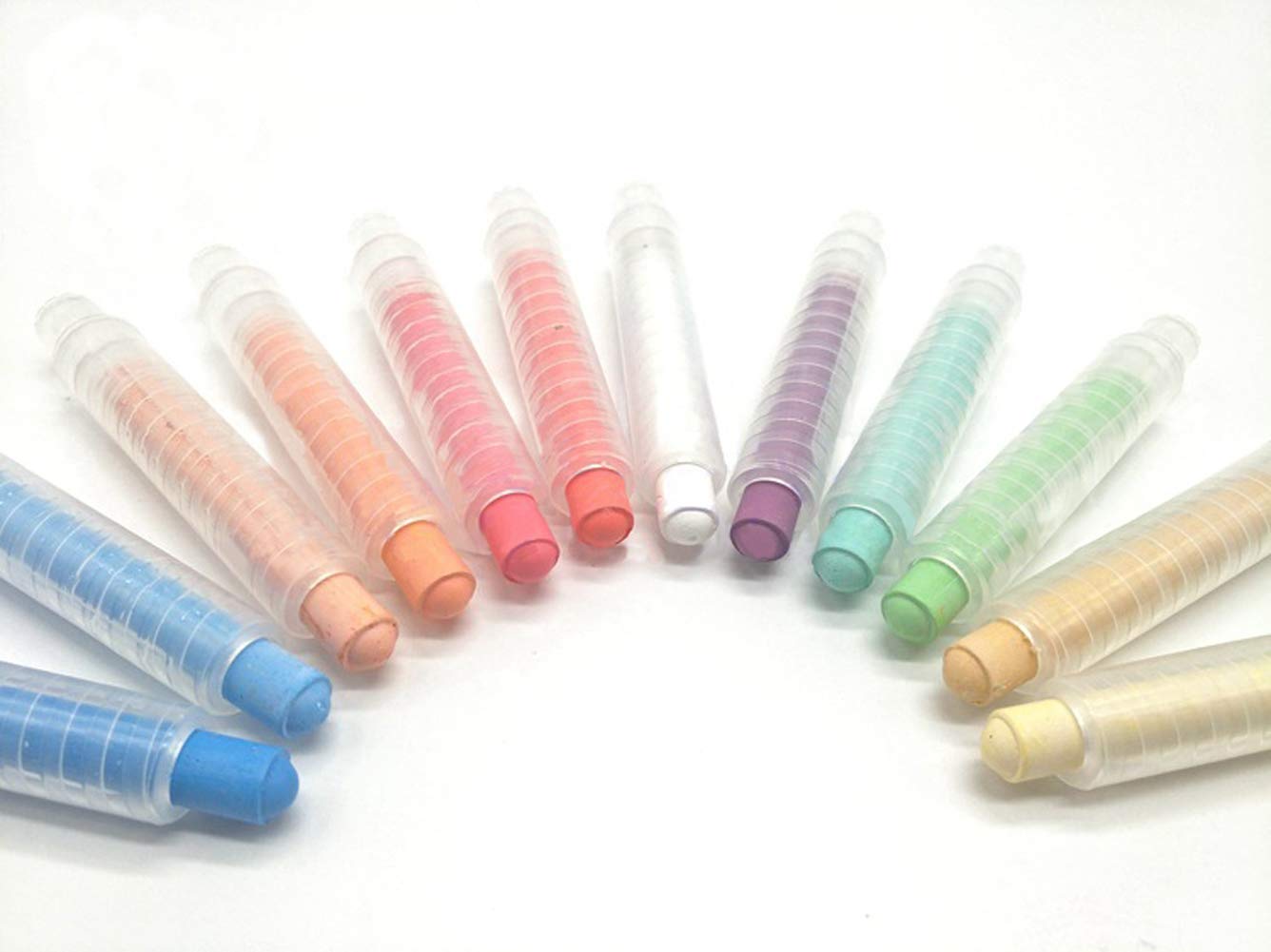 Non-Toxic Dustless Twistable Colored Chalk - 12 Pack Fine 1.0mm Tip for Kids Drawing, Writing on Whiteboard & Blackboard | Perfect for Classroom, Home Schooling & Art Projects