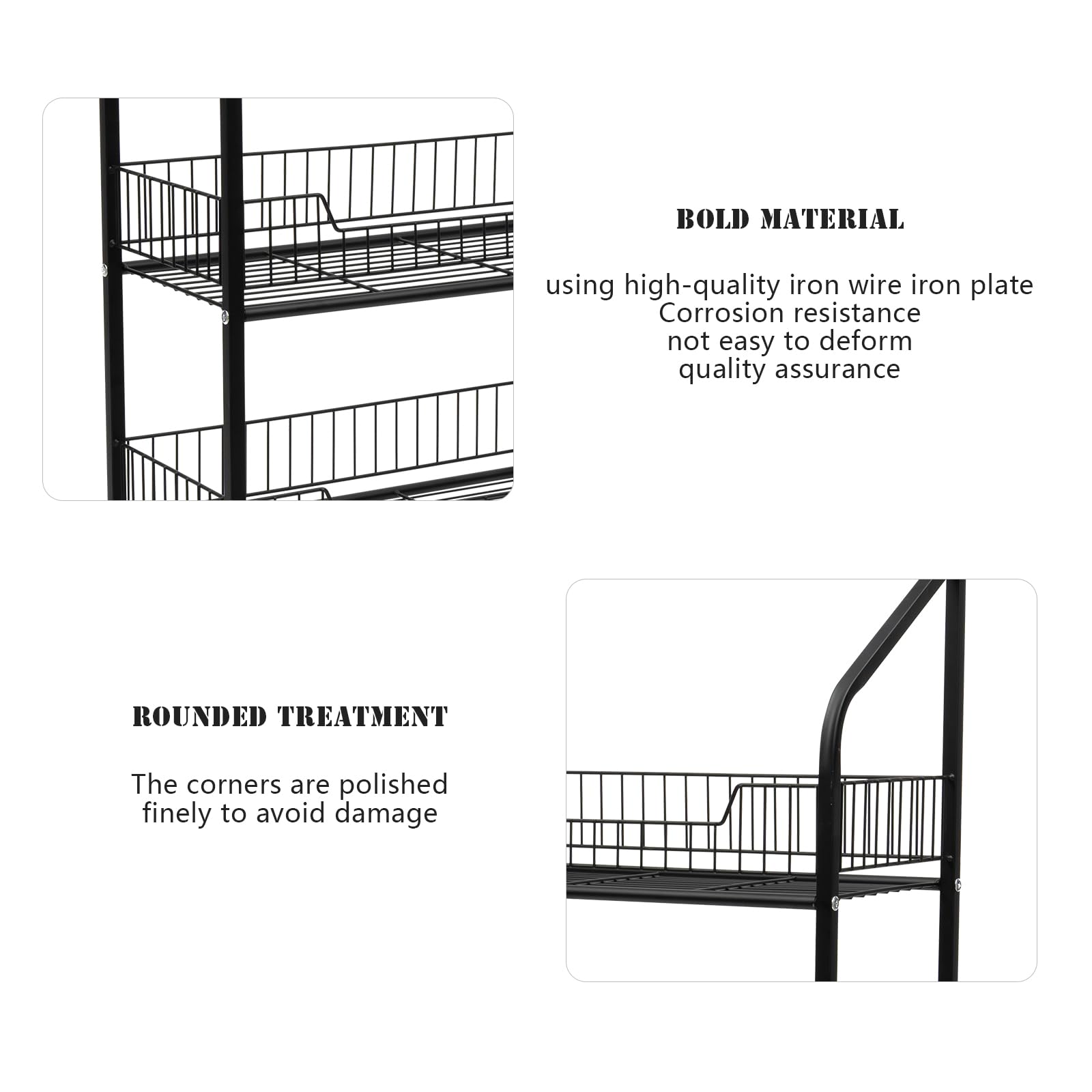 4 Tier Heavy Duty Snack Rack Organizer - Freestanding Mobile Utility Cart with 10 Hooks - 22 lbs Capacity per Tier (19.6x10.6x55 Inches, Black) - Perfect for Kitchen, Garage, Market, Bar & Retail Display Organization