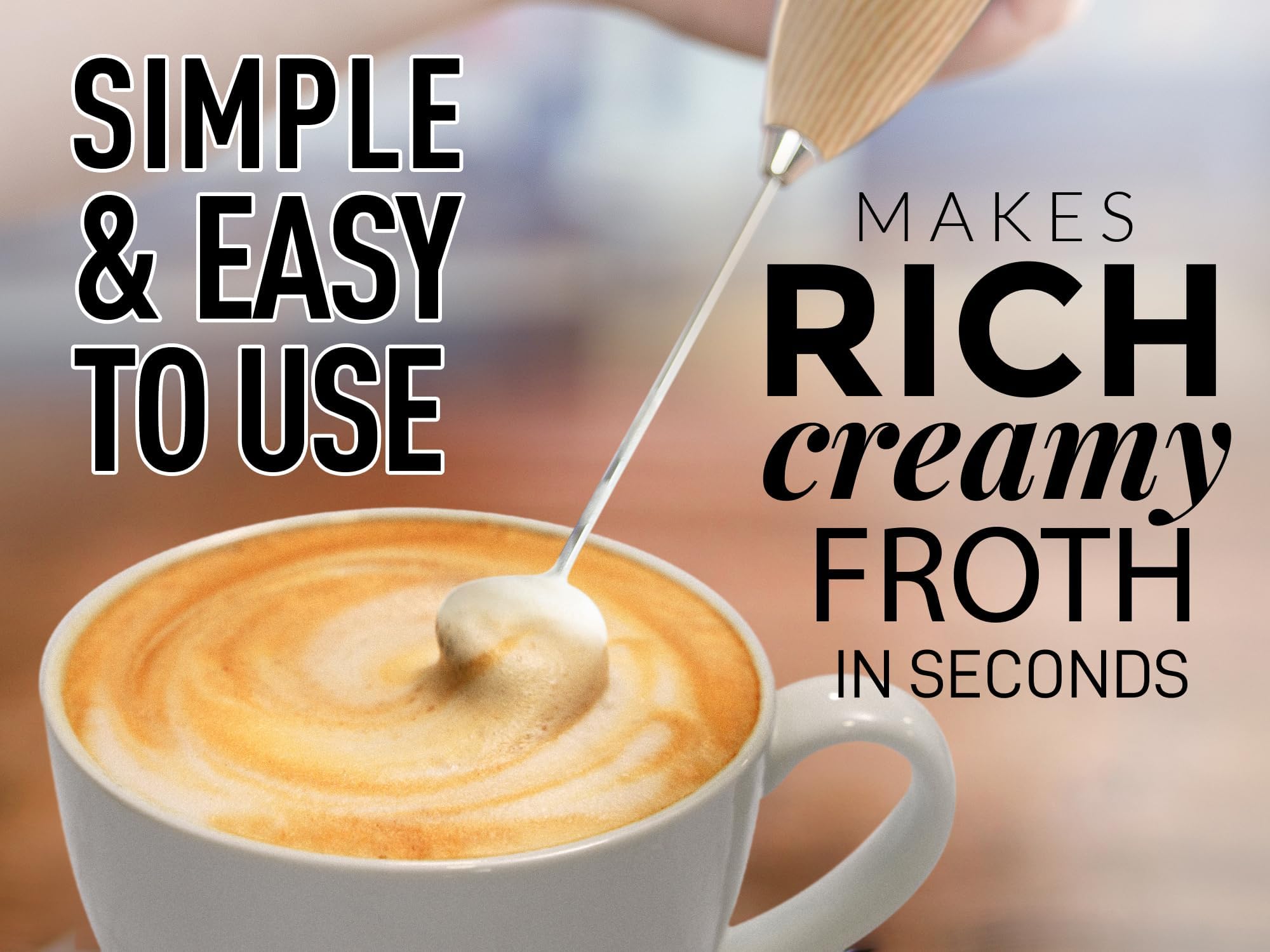 Zulay Premium Electric Milk Frother Handheld - Powerful Motor for Coffee, Latte, Cappuccino, Matcha, Hot Chocolate - Mini Mixer & Whisk for Perfect Foam - Ideal for Home, Office & Coffee Shops