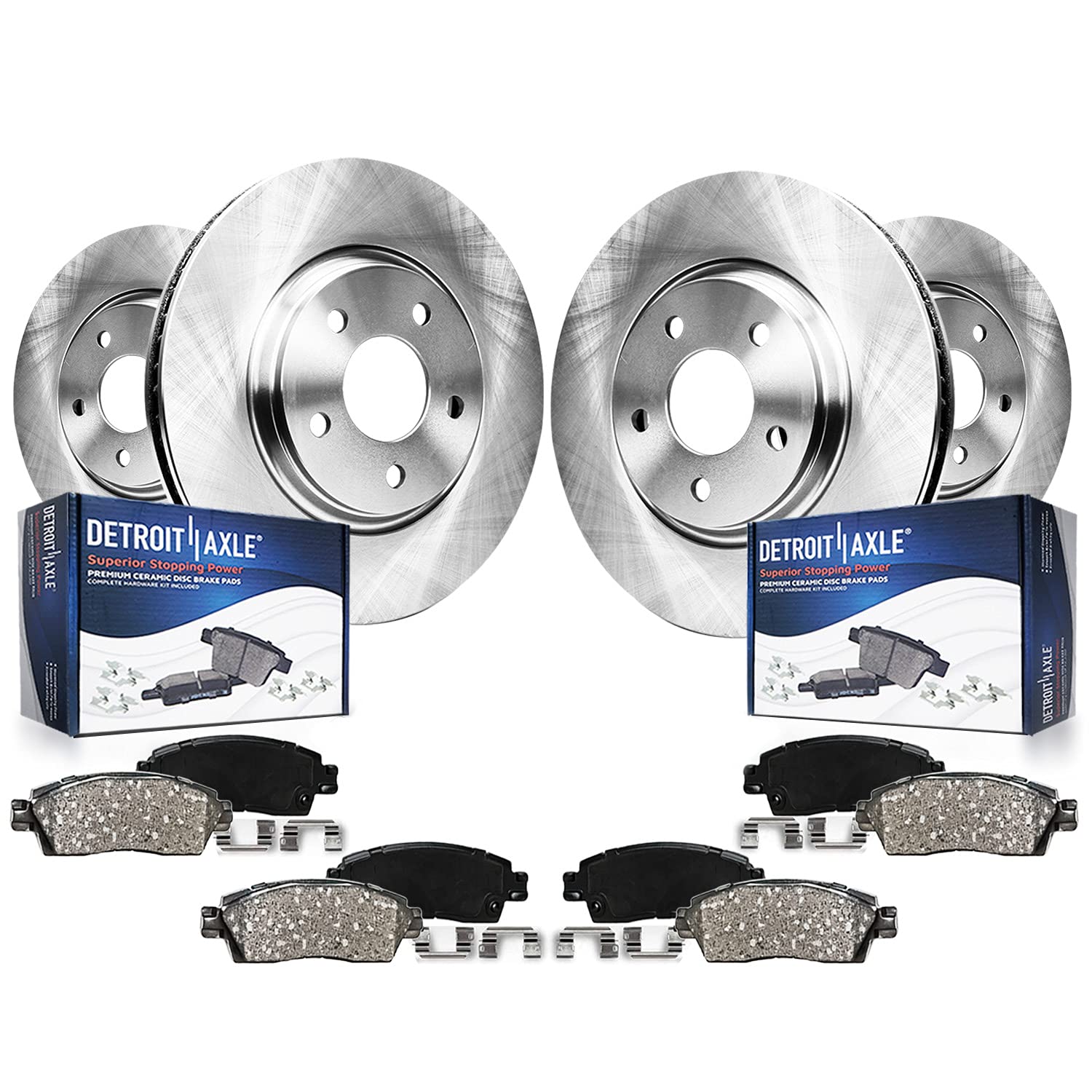 Detroit Axle - Complete Front & Rear Brake Kit for Dodge Ram 1500, Durango, Chrysler Aspen | High-Performance Disc Brakes, Rotors & Ceramic Pads Replacement | Perfect for Off-Roading, Towing & Daily Commuting