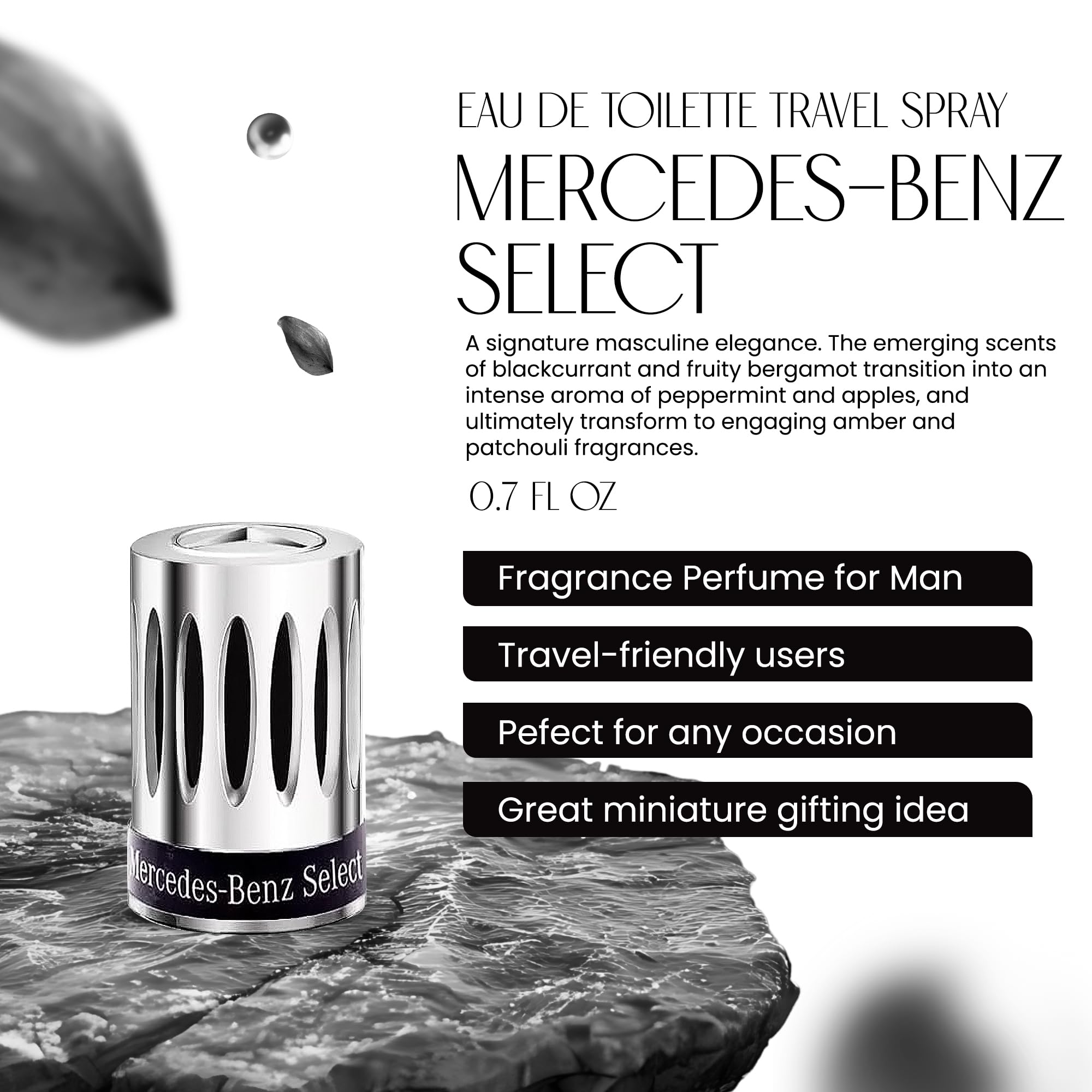 Mercedes-Benz Men's Cologne Travel Set - Mini EDT Spray 0.7oz (20ml) | Fresh & Luxurious Fragrance for Business, Dating & Night Out