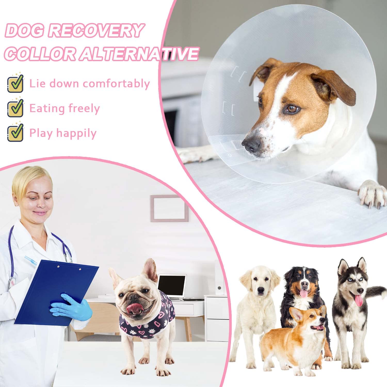 Etdane Dog Recovery Suit for Surgery - Post-Spay/Neuter Onesie with Pee Hole for Small & Medium Dogs (Love/Flower/Large) - Perfect for Post-Op Care & Wound Protection