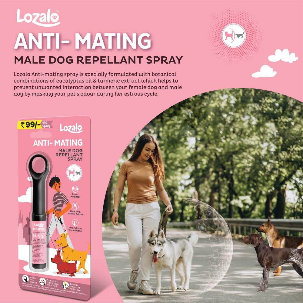 Lozalo Not Now Anti Mating Spray for Female Dogs - 44ml (2x22ml Combo Pack) | Natural Male Dog Repellent with Turmeric & Eucalyptus Oil | Safe for All Dog Breeds | Perfect for Heat Cycles, Training & Outdoor Protection