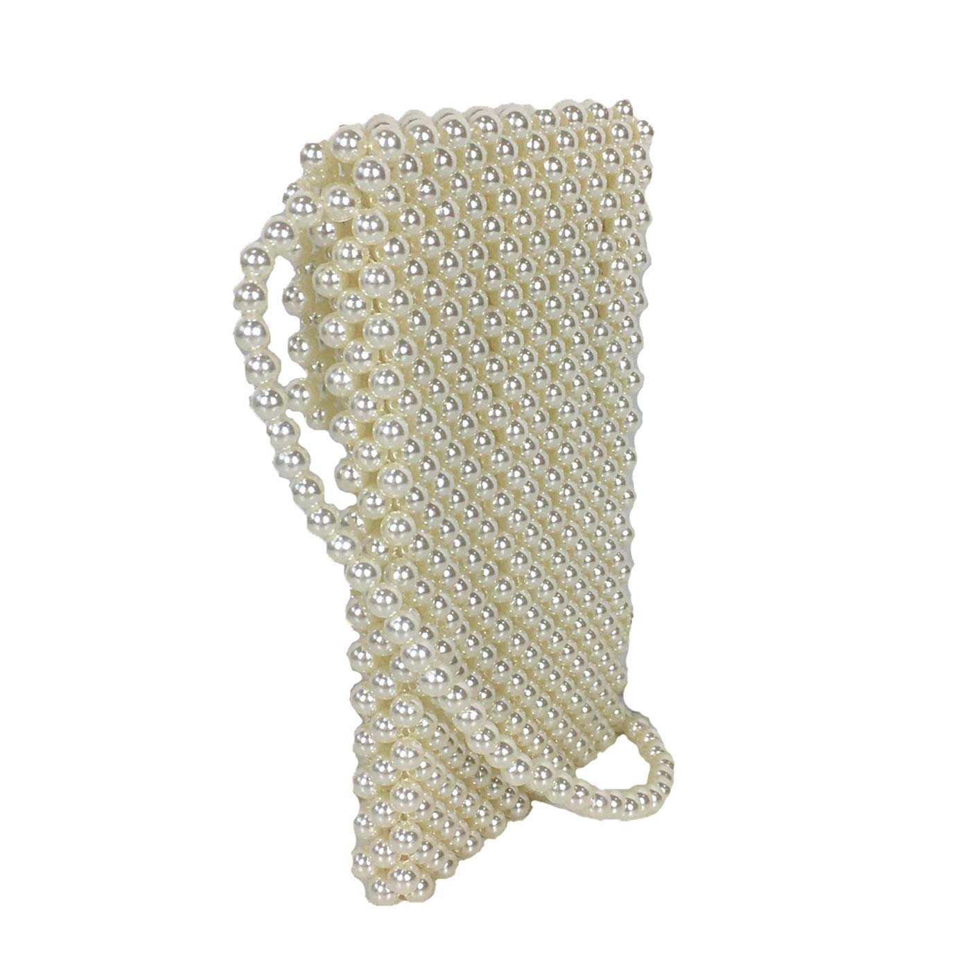 Lulu Simulated Pearl Beaded Phone Crossbody Bag for Women - Elegant Cream Small Purse with Adjustable Strap, Perfect for Parties, Weddings & Evening Events